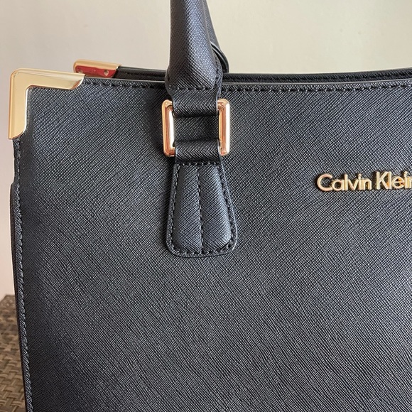 NWOT Calvin Klein Classic Gold Accented Satchel - Picture 8 of 16